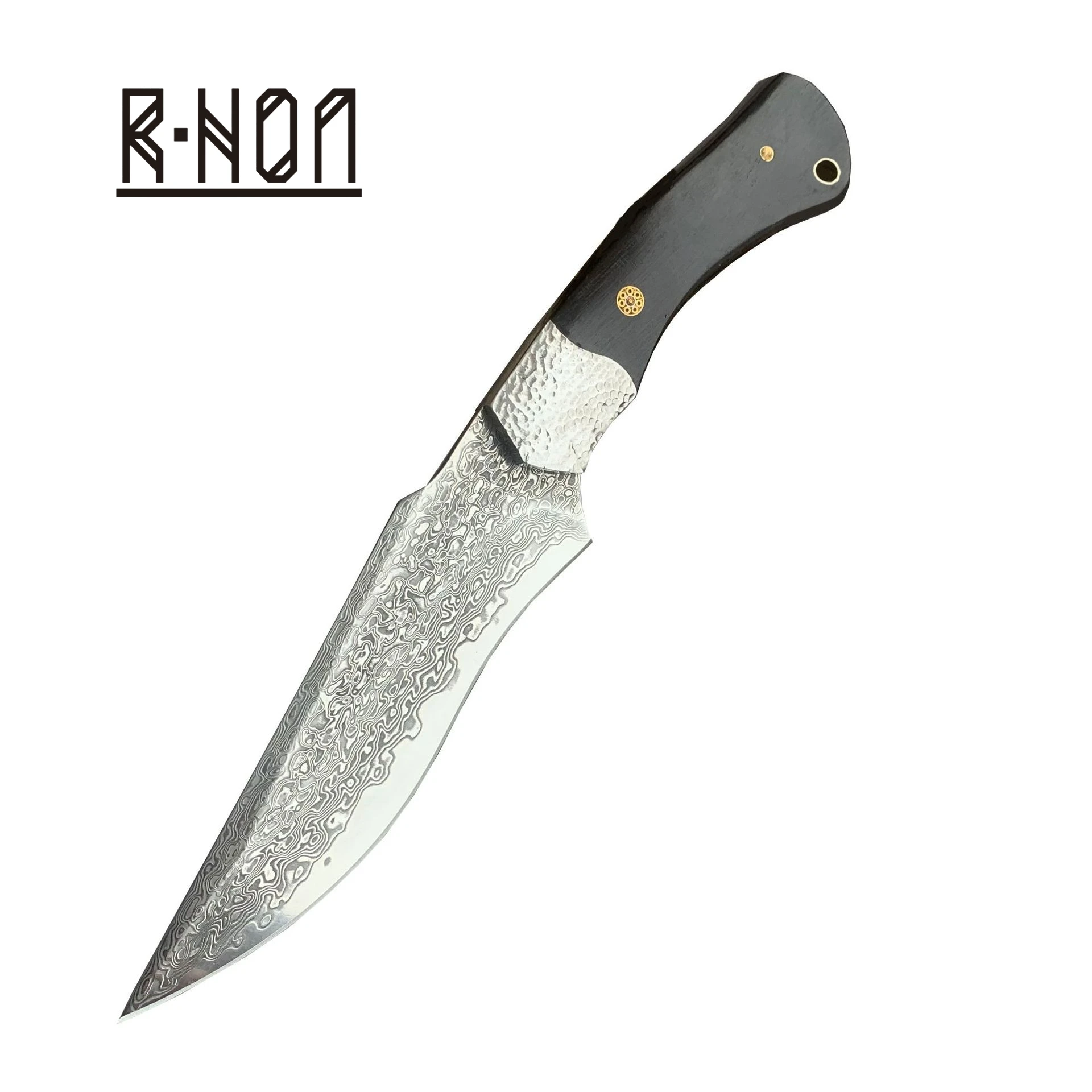 

RHON Premium VG10 Damascus Steel Outdoor Straight Knife Hand Forged High Hardness Camping Survival Hunting Fixed Blade Knives