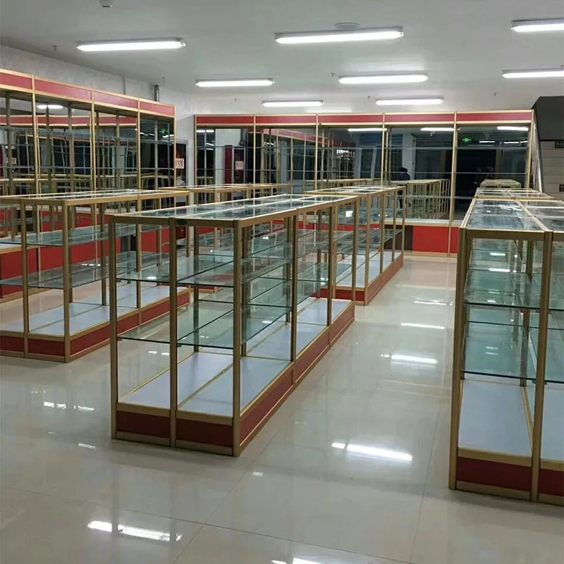 custom.Factory Direct Unique Design Hot Sale Lockable Glass showcase Display Cabinet with Led Lights Smoke Shop