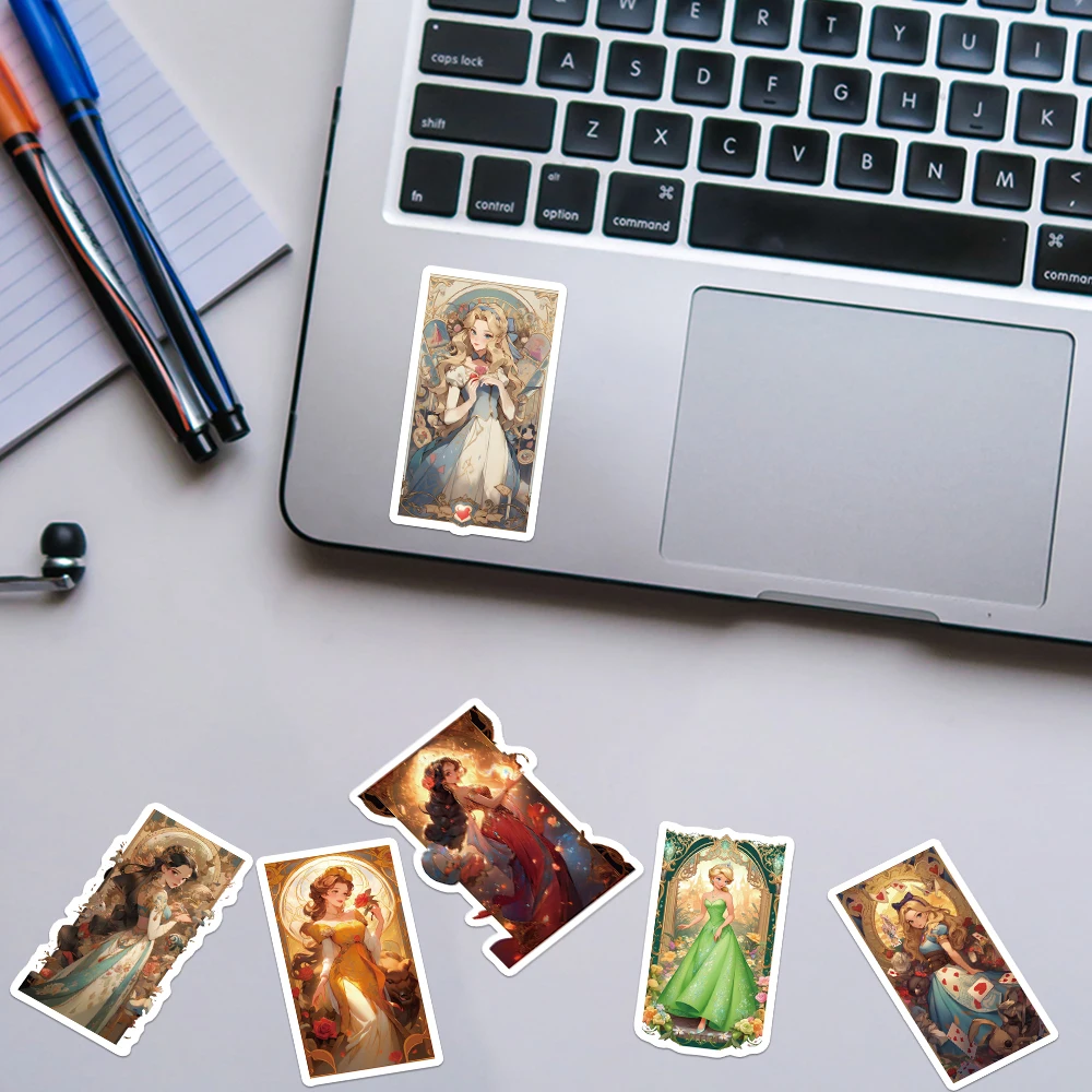 50 Stück Cartoon-Prinzessinnen-Kartenaufkleber Retro-Ästhetik Perfekt für Planer Handyhülle Laptop Wasserflasche Helm Dekoration