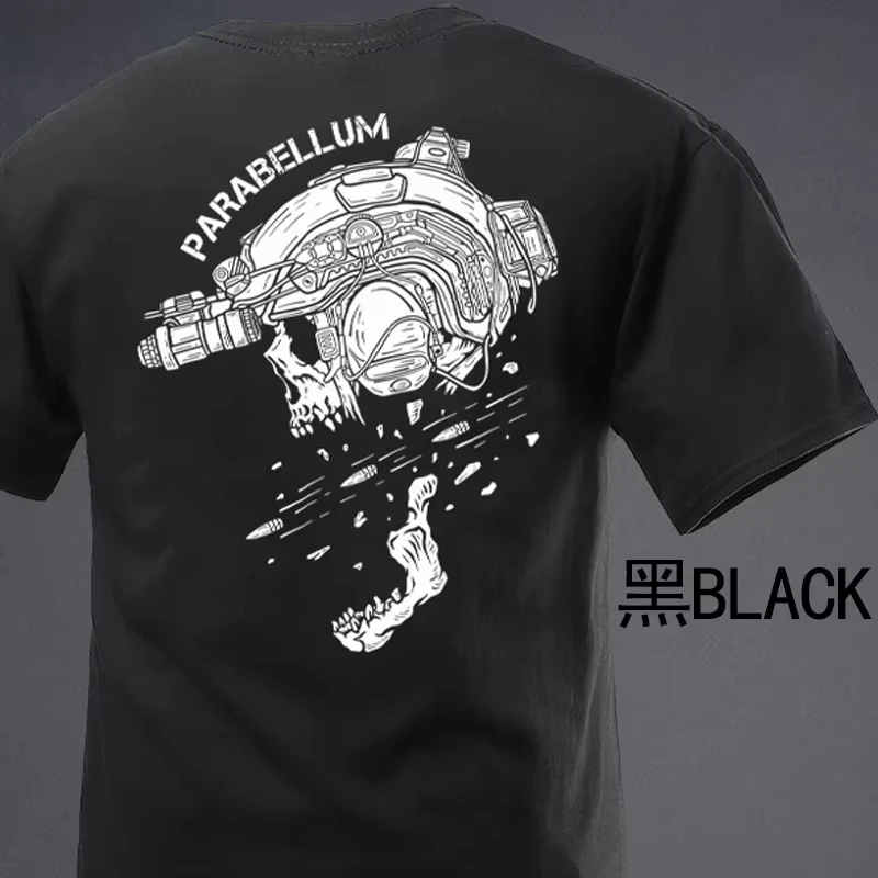 

2025 Parabellum The Fired Bullet Fashion T-Shirts Streetwear Cotton Loose Tops Breathable Tee Military Enthusiast