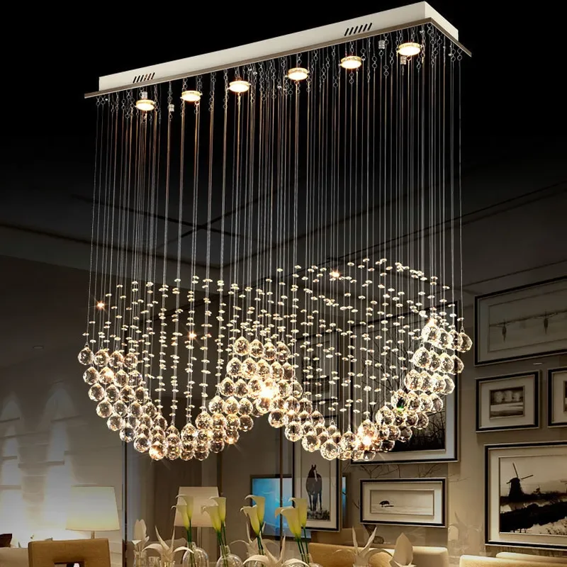Modern Crystal Chandelier for Entryway Foyer Bar Partition Wedding Decor Luxury Hanging Light Fixture Restaurant Window