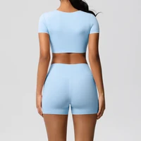 Workout Sportswear 2Pcs Piece Female Women Active Wear Sports Tank Top Women Gym Workout Leggins Booty Bum Leggins - Image 6