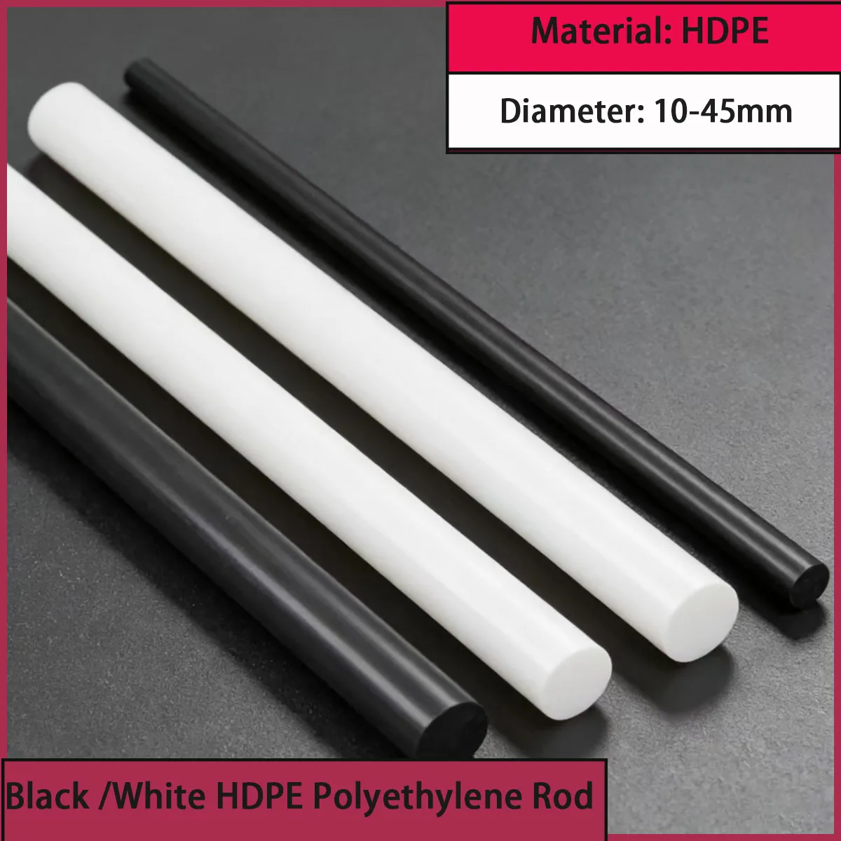 HDPE rod, black and white, with a diameter of 10-45mm, is used for DIY and manual production of mechanical parts