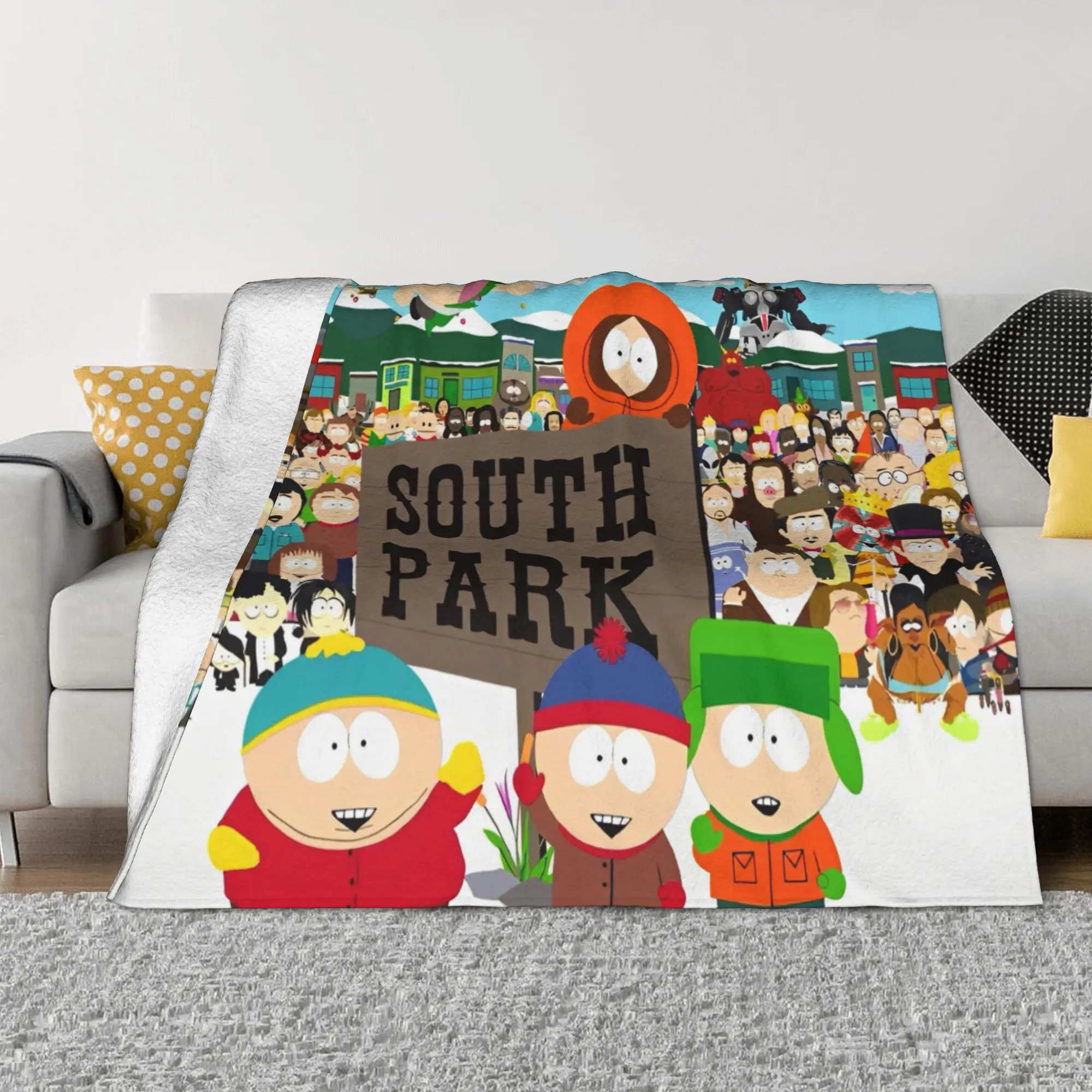 South Boys Kenny  Blankets  Southparkk Cartoon Flannel Throw Blankets Bedroom Sofa Portable Ultra-Soft Warm Bedspreads