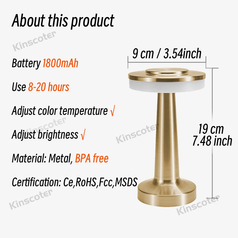 Imagem -06 - sem Fio Led Touch Sensor Abajur Recarregável Night Light Infinitamente Regulável Lâmpada de Leitura para Bar Restaurante Cabeceira Retro