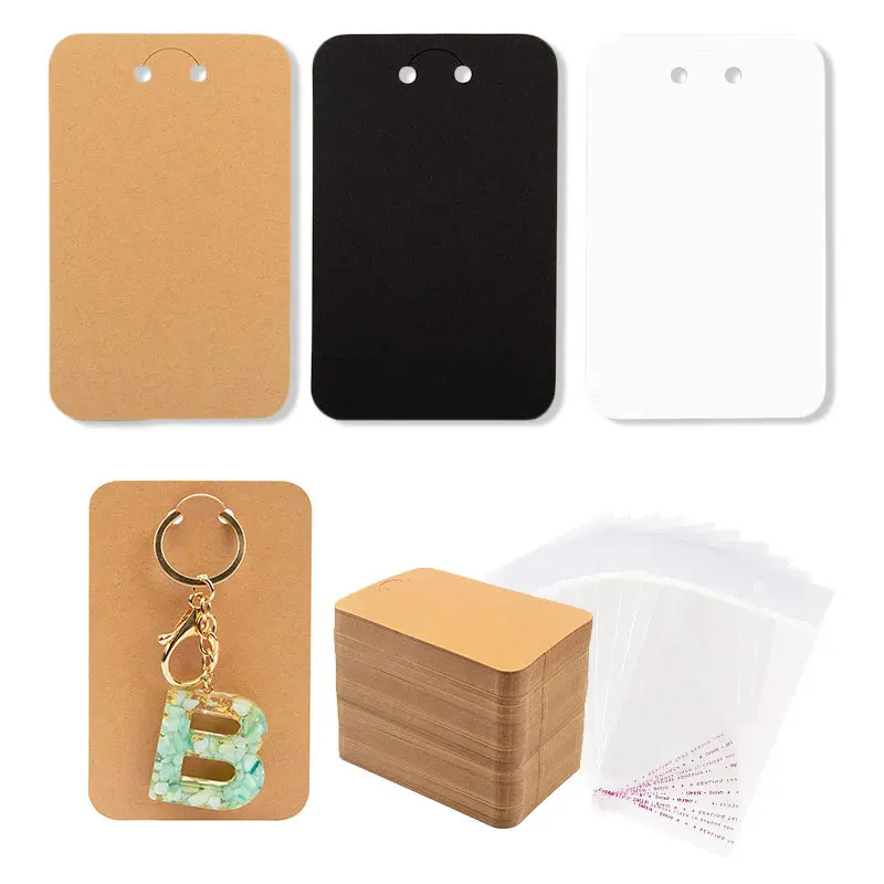 50pcs 7.5*12cm Keychain Display Paper Cards Stand Cardboard For Keyring Jewelry Holder Packaging Small Businesses Supplies