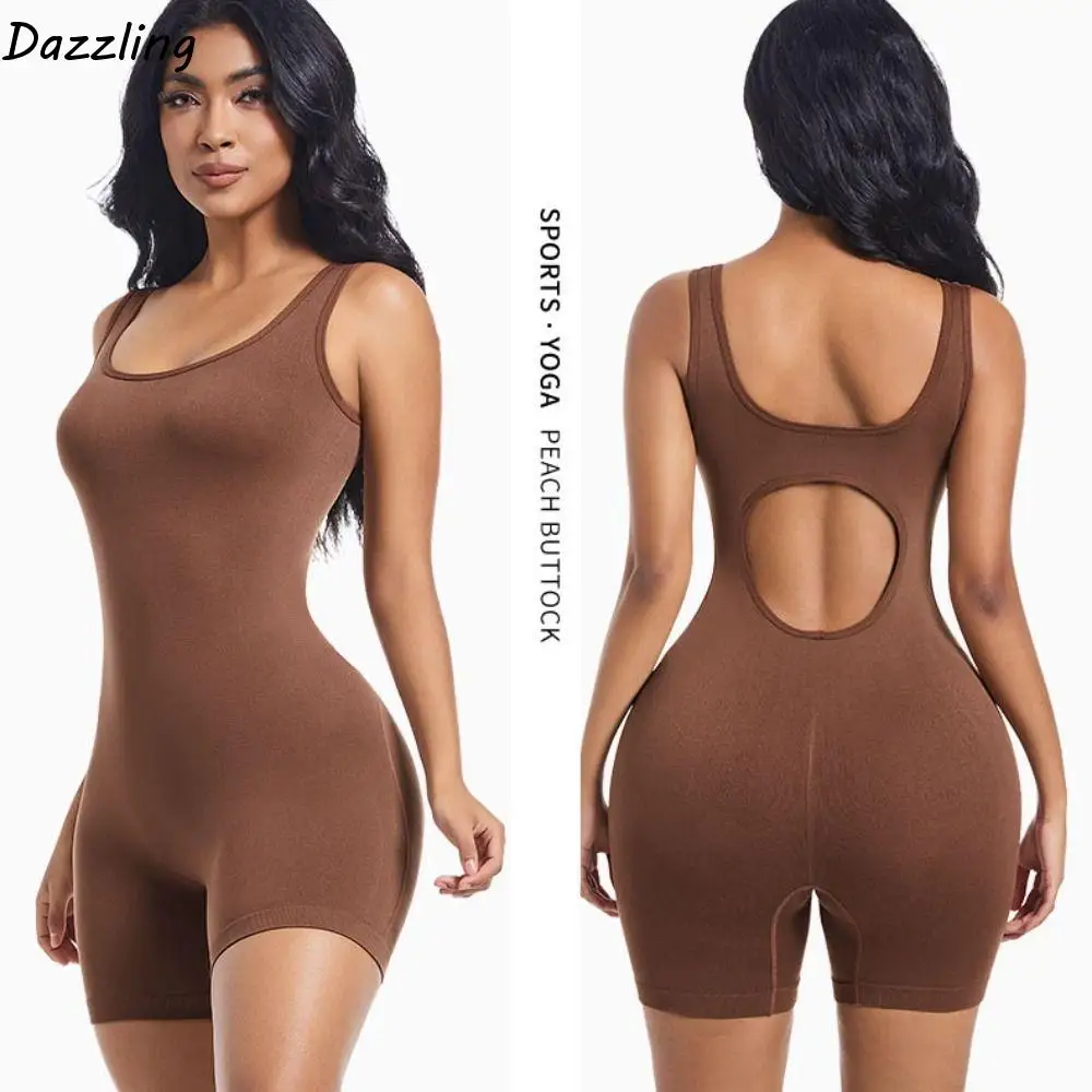 

Ins U-neck Slim Fit Shapewear Seamless Tummy Control Yoga Jumpsuit Butt Lifting Sleeveless Slimmer Body Shapers Gym