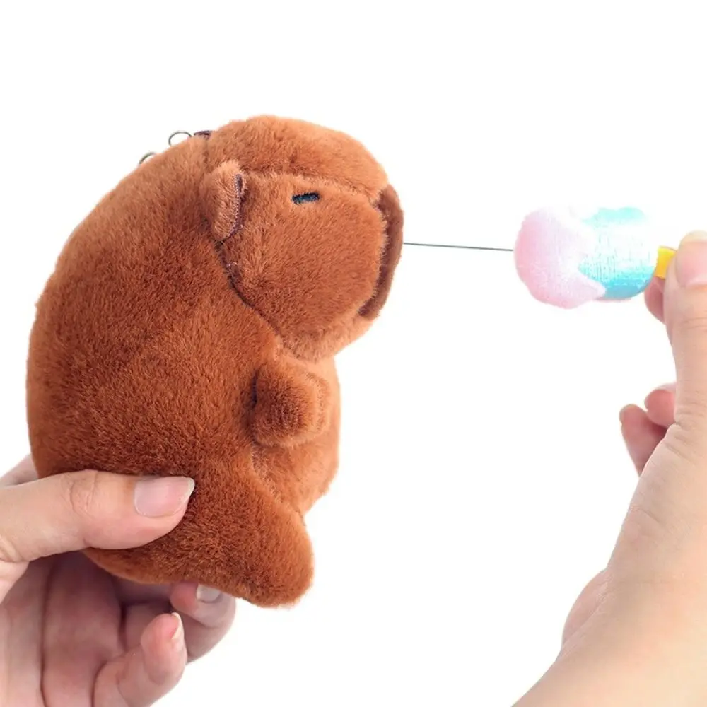 Pullable Capybara Plush Pendant Ice Cream Radish Capybara Plush Keyring Strawberry Watermelon Capybara Plushie Doll