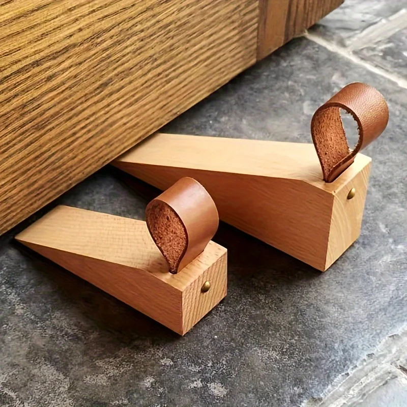 1pc Reinforced Wooden Door Stopper with Anti-Slip Bottom Blade, Under-Door Installation,  for Home or Office Use
