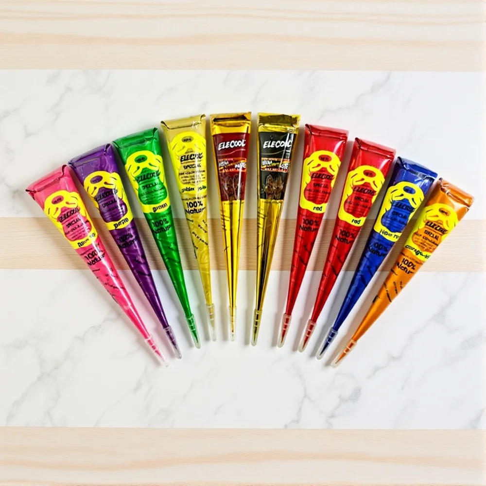 

Tattoo Body Paint Waterproof Henna Tattoo Paste Indian Henna Cones Easy To Apply Body Art Paint for Temporary Tattoo Body Art