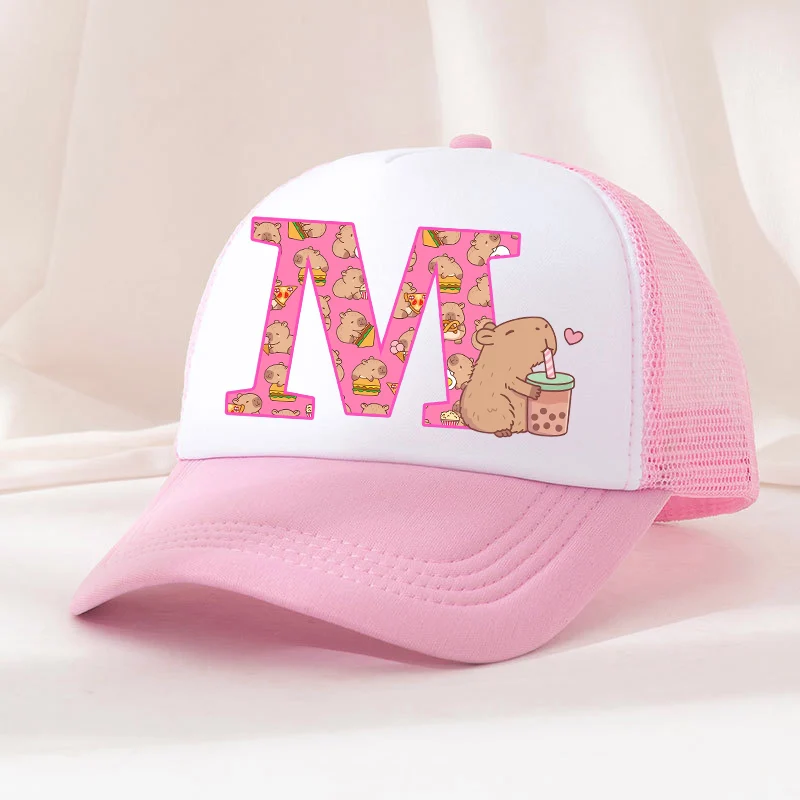 Capibara Baseball Cap Girls Women Anime Capybara Letter A-Z Sun Hat Kids Adult Summer Breathable Mesh Sunbonnet Outdoor Headgear - Image 3