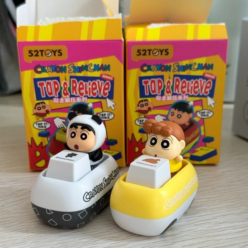 

52toys Crayon Shin-Chan Tap&Relieve Keycap Blind Box Keyboard Decoration Cute Pendant Model Mini Action Figure Trendy Toy Gift