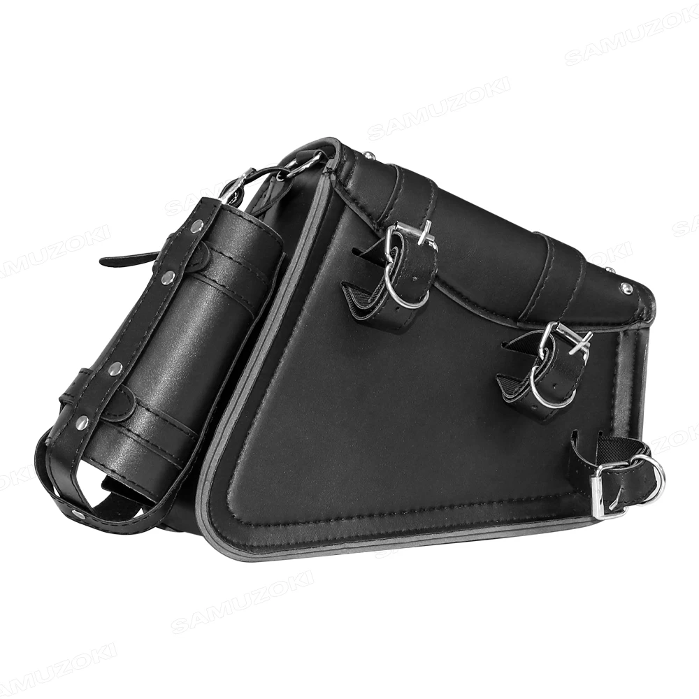Universal motorcycle retro PU leather left/right tool bag water bottle bag luggage saddle bag suitable for Honda/Yamaha/Suzuki