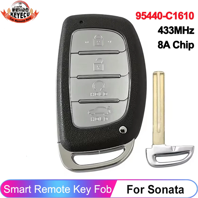 

DIYKEY для Hyundai Sonata 2018 2019 Smart 8A чип 433 МГц бесконтактный пульт дистанционного управления 4 кнопки ключ 95440-C1610 брелок
