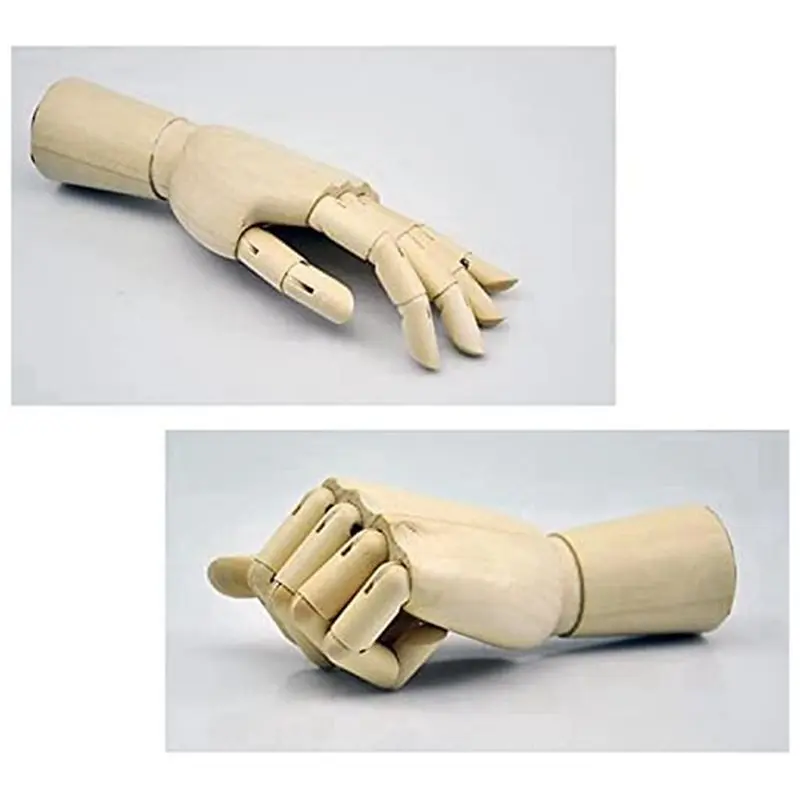 Wood Artist Drawing Manikin Articulated Mannequin With Wooden Flexible Fingers 4 Pcs(10 Inches-Left Hand Right Hand)