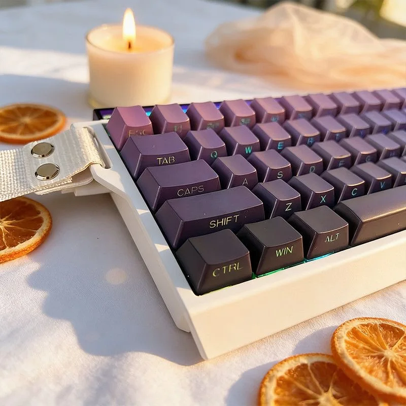 Side-Engraved Translucent Keycaps, Cherry Keycaps, 134 Keys PBT Material Gradient Translucent Original Height for 87/98/104 Keys