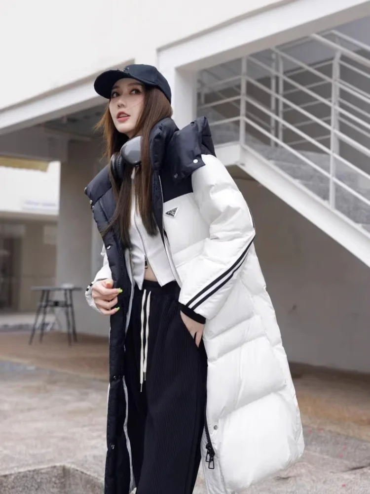 Long Down Coats Loose Hooded Snow Coat Women\'s Winter Coats White Duck Thicken Warm Jacket Overcoat Woman Coat New in Outerwears