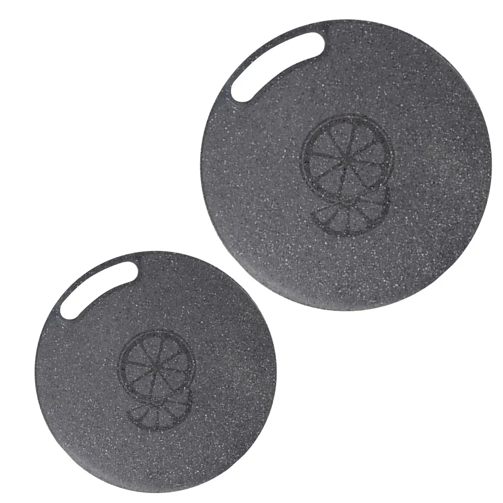 Picture 7: 2Pcs Imitation Marble Plastic Cutting Board Round Chopping Board for Vegetables Fruits Meat Bread Pizza Sushi Slip Resistant