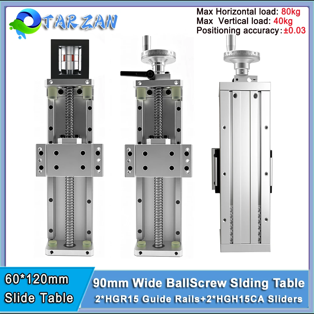 Linear Rail Guide 100~1000mm Stroke SFU1605/1610 Ballscrew Slide Module For 57/86 Motor 60/80 Servo Or With Handwheel XYZ Axis