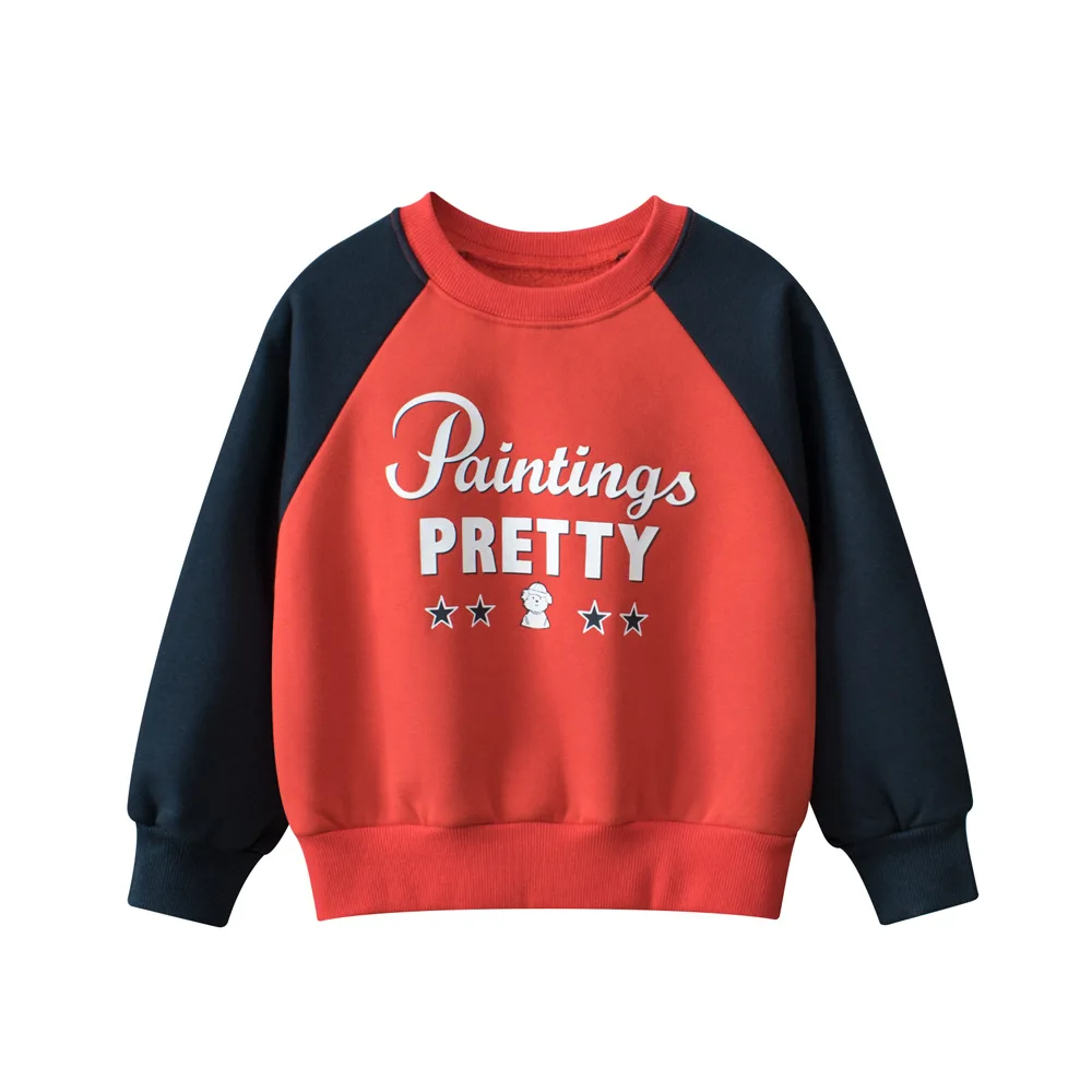 Fleece Lining Toddler Boys Sweatshirts Kids Tops Autumn Winter Children's Clothes