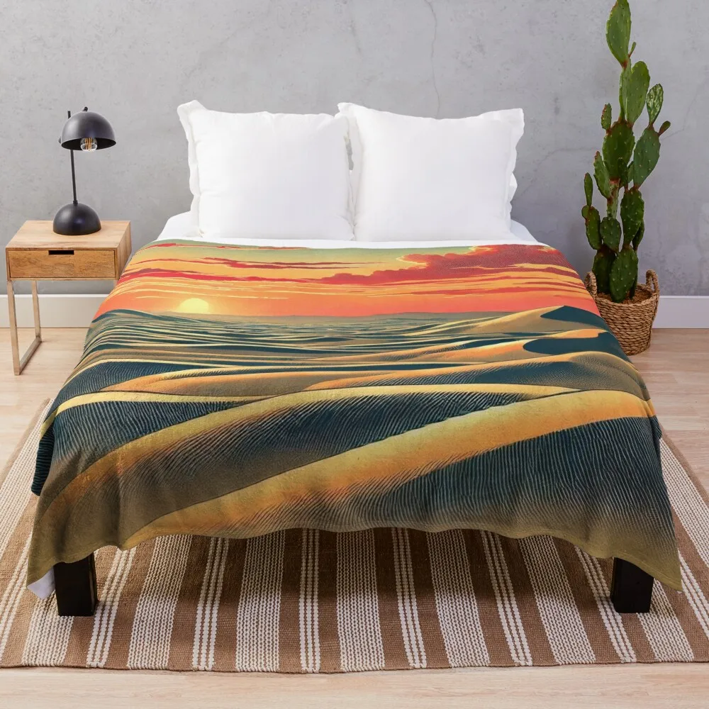 

Kanji Sands - A Contemporary Ukiyo-e Nature Landscape Throw Blanket Blankets For Sofas For Baby Blankets