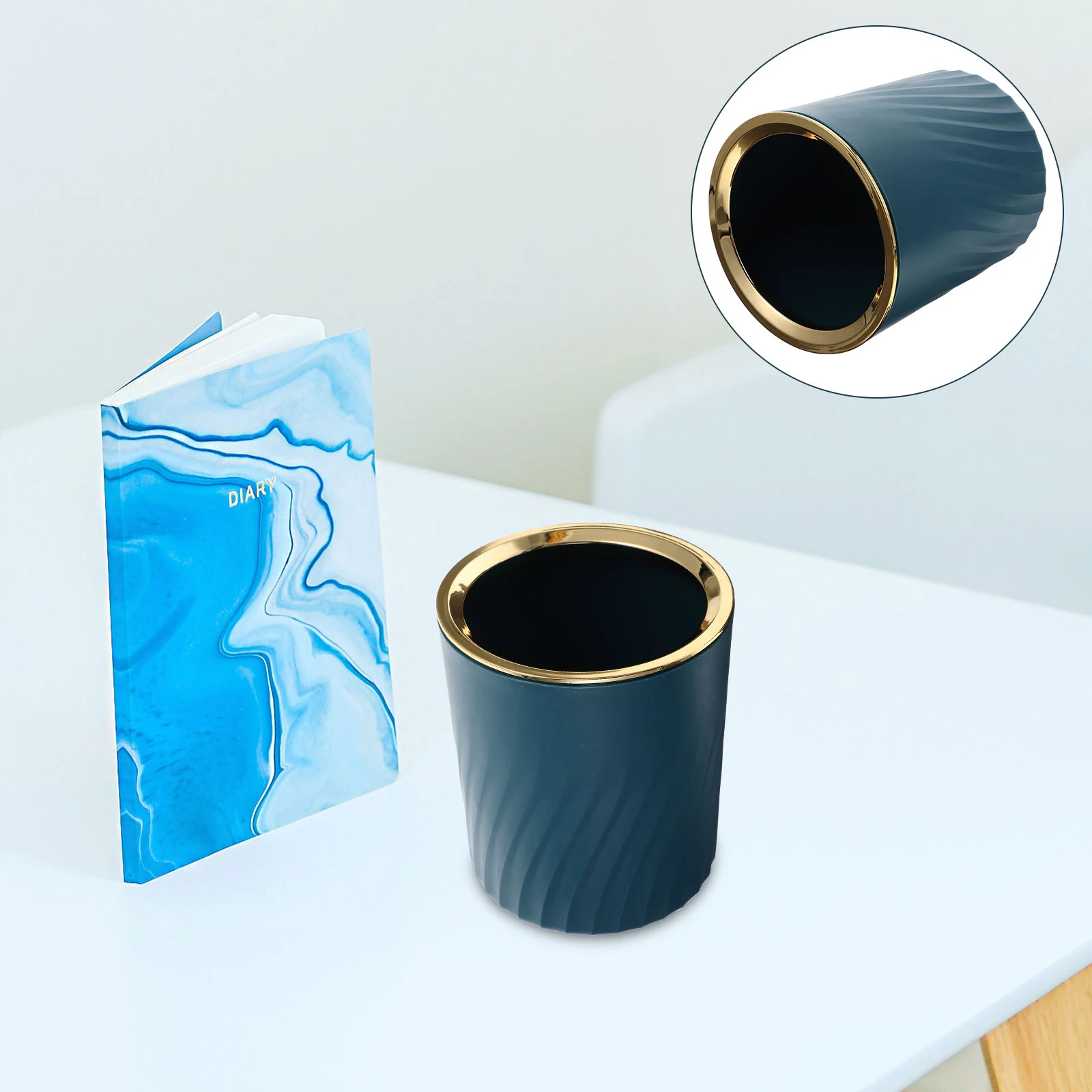 

Premium Pressing Garbage Can Small Trash Bin With Lid Pp Material Large Opening Odorless Home Office Bedroom Decorative