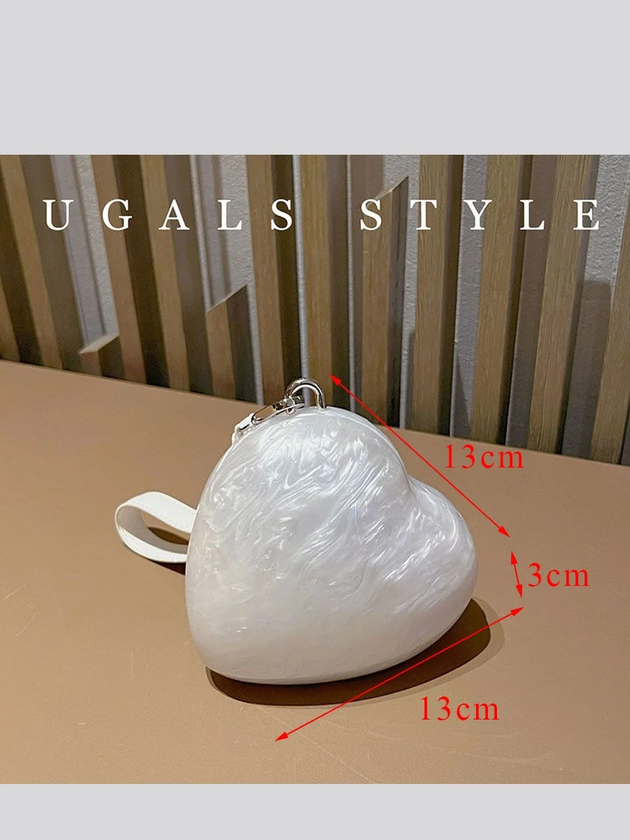  Acrylic Marble Heart Shaped Key Holder Coin Purse Crossbody Bag UGALS Fairy Tale Collection Stylish Functional Bag