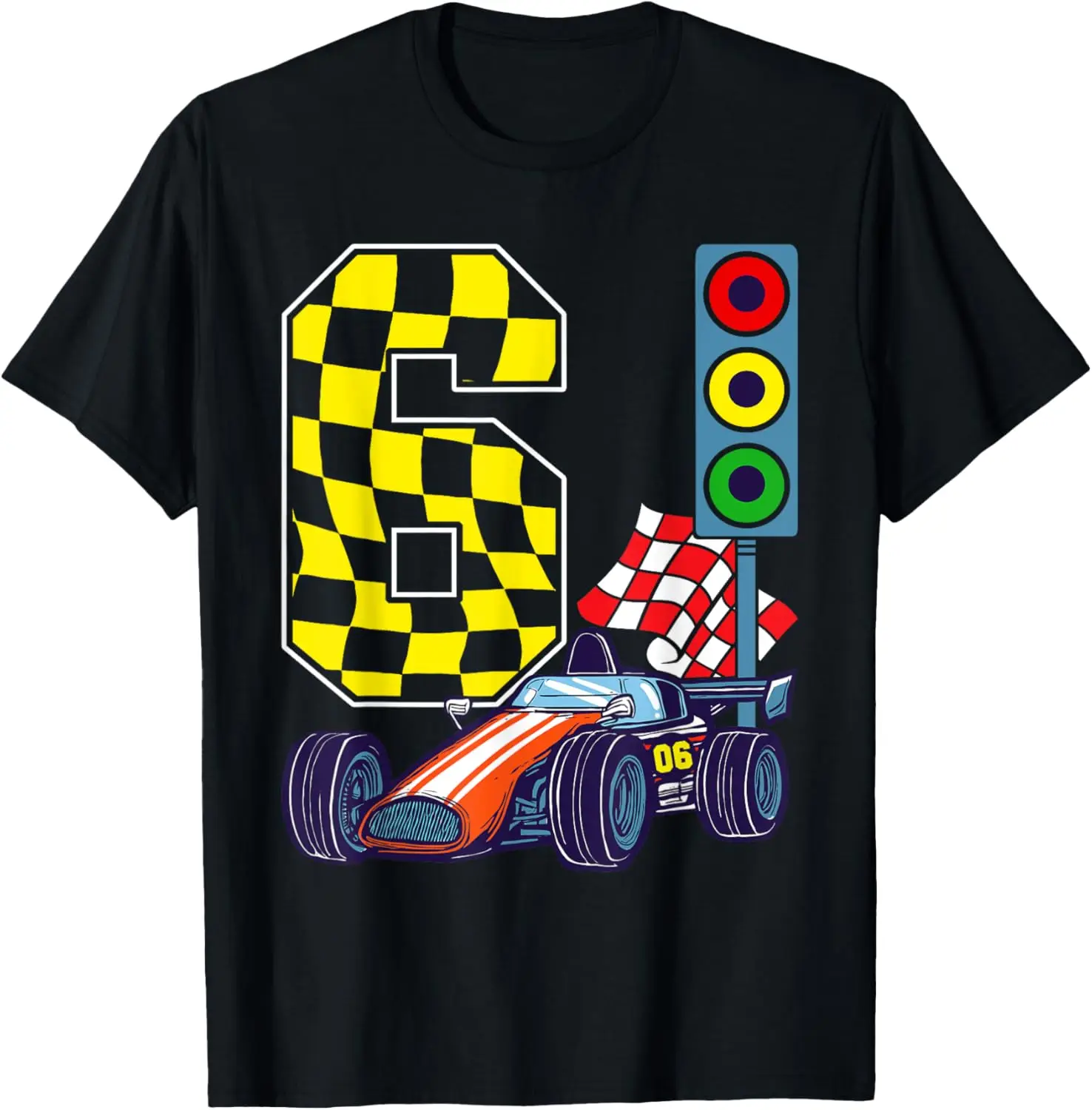

6th Birthday Boy Race Car Traffic Lights Racer 6 Years Old T-Shirt