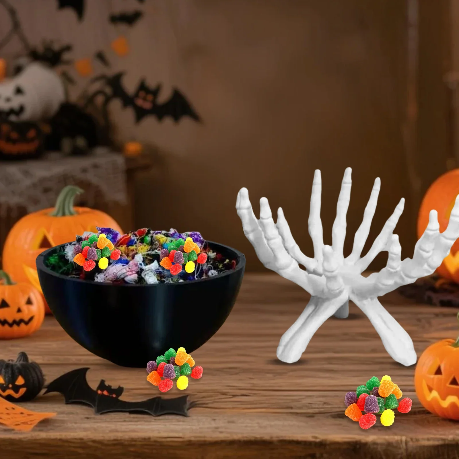 هالوين وعاء الحلوى القوطية الهيكل العظمي الأيدي الحلوى تخزين حامل متعدد الوظائف هالوين حامل مُنظِم ديكور المنزل مخيف #6
