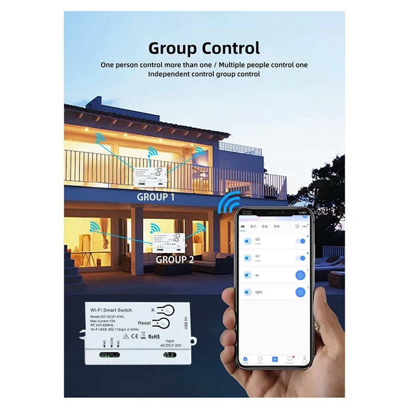 Wifi Smart Switch Ewelink DIY Timer+RF433 Remote 1CH 7-32V 2.4G Wifi Home Automation Module For Alexa Google Home Durable