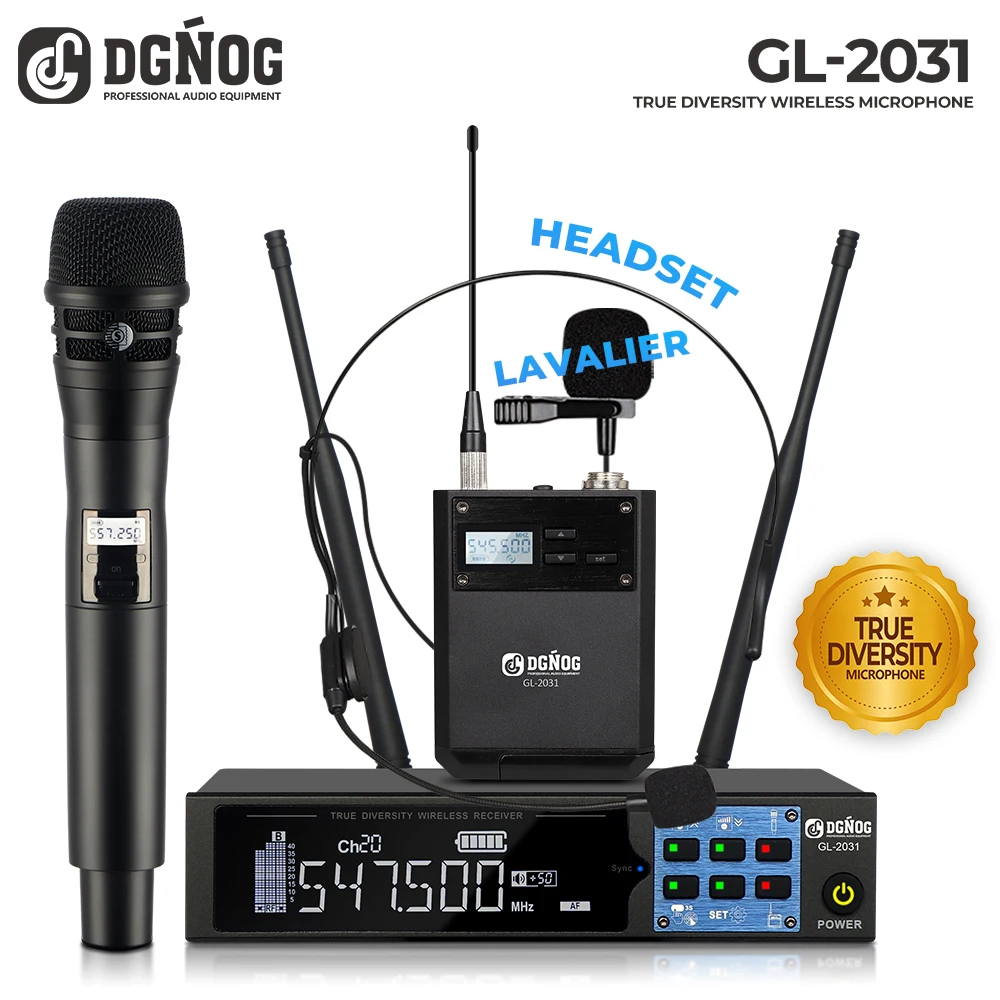 

CH80 True Diversity Wireless Microphone System 150 meter Transmission Distance Metal Dynamic Microphone for Studio DGNOG GL-2031