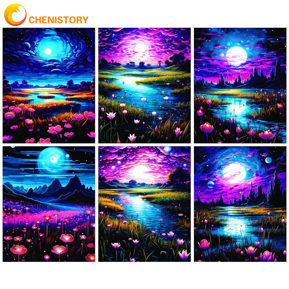 

CHENISTORY 40x50cm Painting By Numbers Kits On Canvas For Adults Oil Picture Acrylic Paint By Number Landscape Home Decor Gift