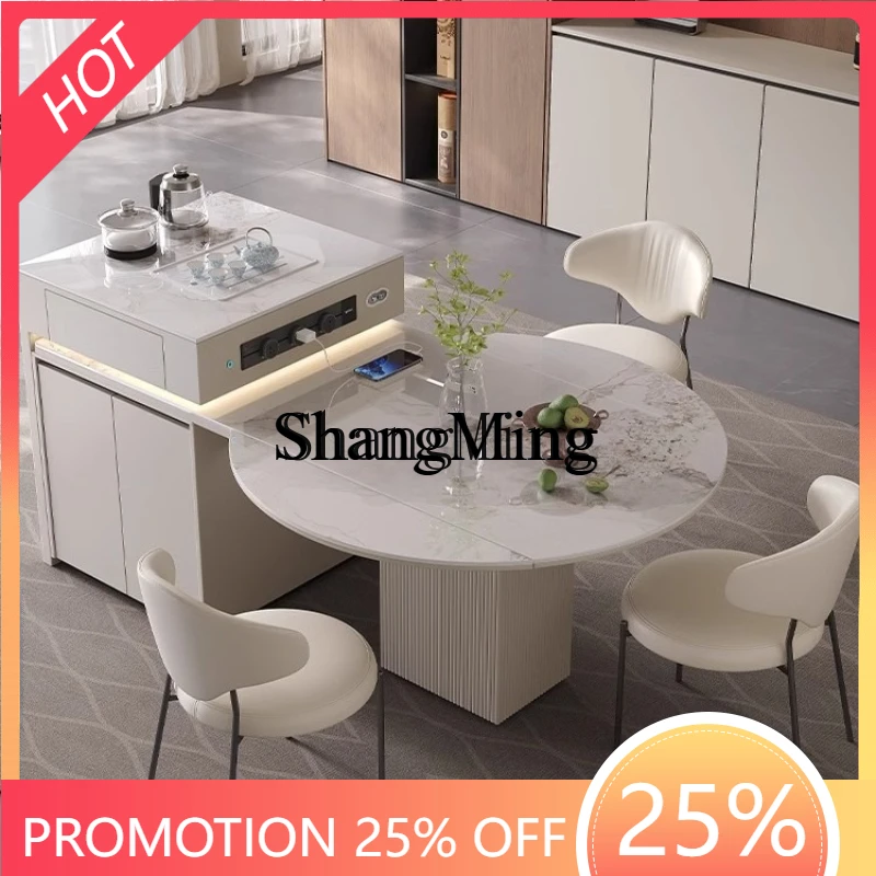 

SM Medium Folding Variable Round Household Integrated Cream Wind Square Round Dual-purpose Table Retractable Folding Island