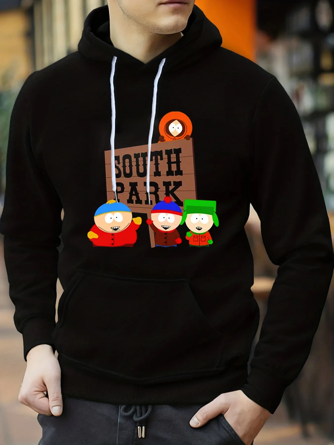 South Park Print Fashion New Graphic Hoodies Men Nuevo En Sudaderas Black White Clothing Design New Sudaderas Para Hombre