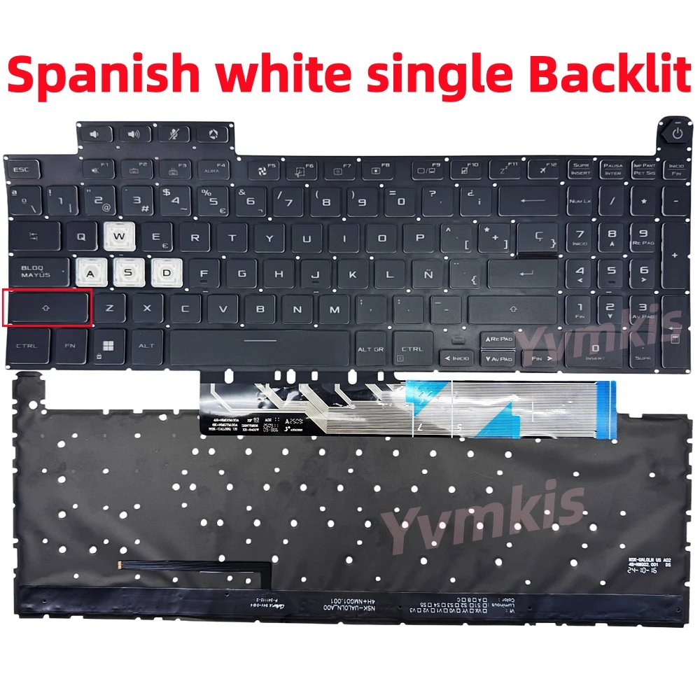 XIN-Spanish RGB Backlit Keyboard for ASUS TUF Gaming FX507ZM FX507ZU FX507ZV/ZI FA507RC FA507RE FA507RM/RR FX517 FX517ZM/ZR/SP