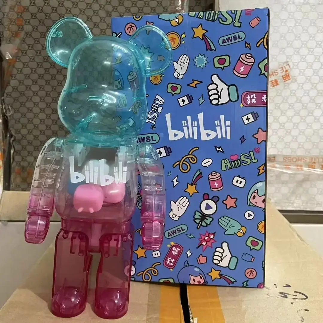 Bearbrick 400% Bilibl Colorful Transparent Cartoon Bear 28cm Height Joint Can Rotate Desktop Collection Ornaments Gift Doll