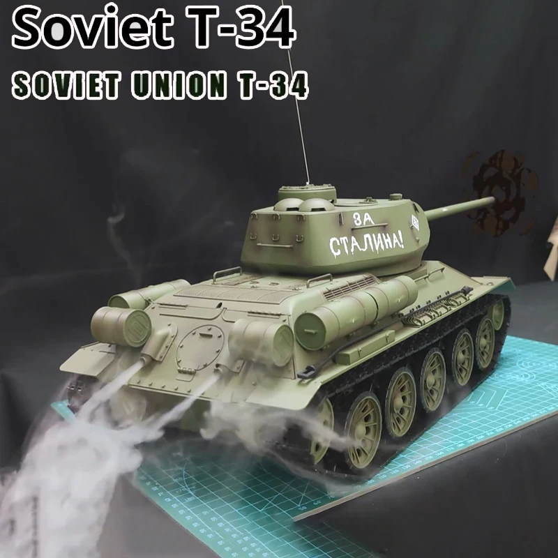Henglong 1/16 Pro Ver 7.0 Soviet T34-85 3909 360°Barrel Recoil Metal Tracks Wheels Engine Sound RC Armored Tank TH17770-SMT7