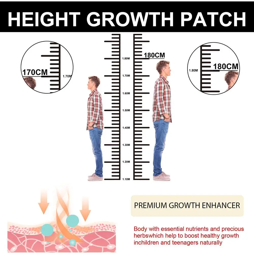 1/2/3PCS Body Height Enhancer Patch For Adults Children Promote Bones Growtaller Acupuncture Stimulation Height Growth Foot