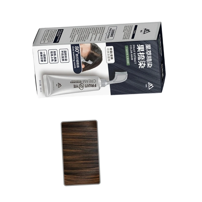 كريم لون الشعر الفاكهة الطبيعية تلوين الشعر 3 لون كريم صبغ الشعر لتغطية الشعر الرمادي صبغة شعر مع مشط قضيب 918D