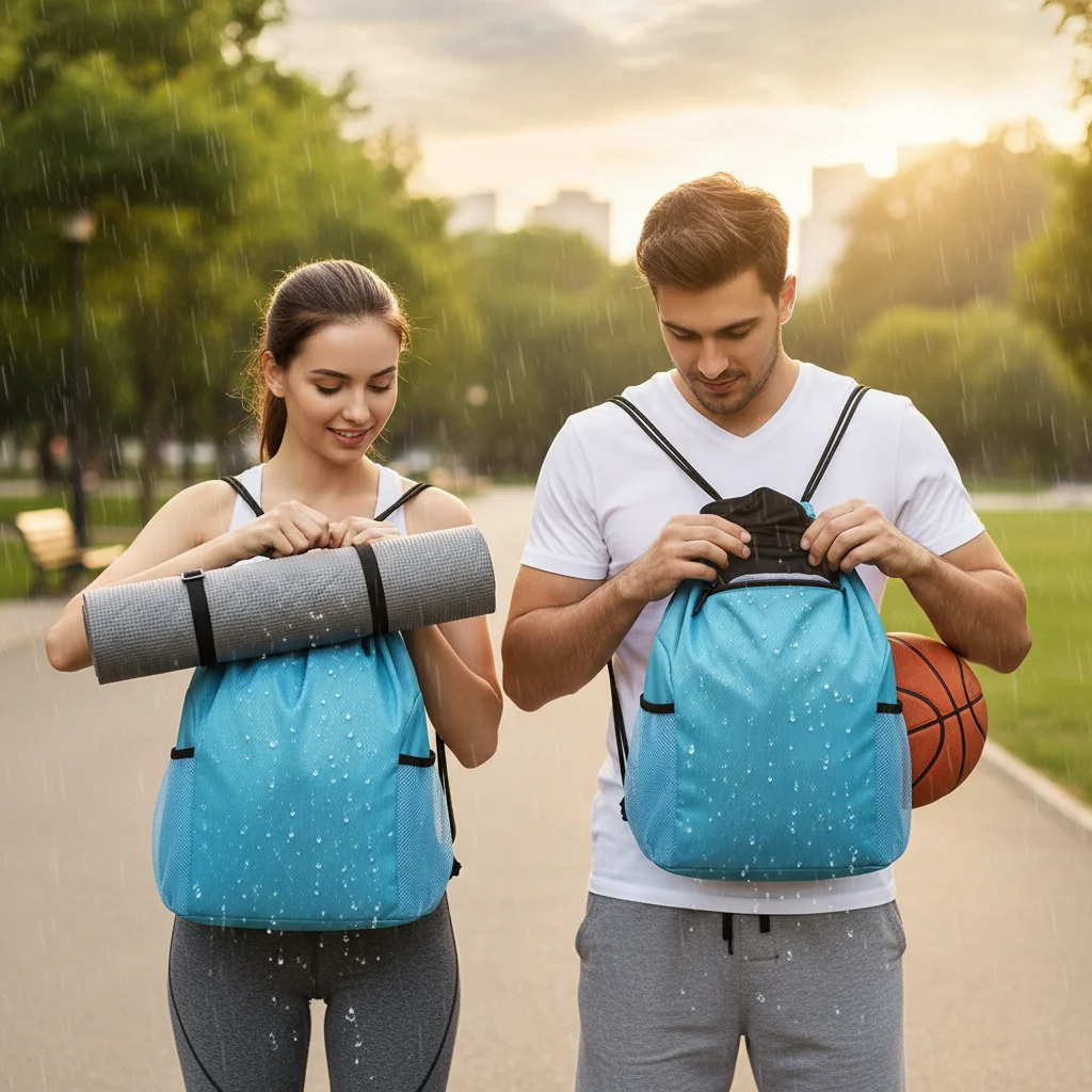 

Large Capacity Drawstring Backpack Waterproof Polyester Unisex Sports Gym Basketball Bag Comfortable Adjustable Shoulder Straps