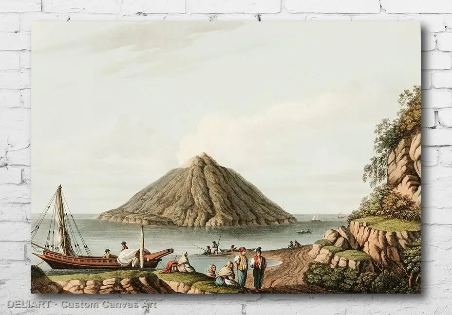 

Ottoman Vintage Travel Canvas Poster - Island of Stromboli Custom Size Wall Art Home Room Decor