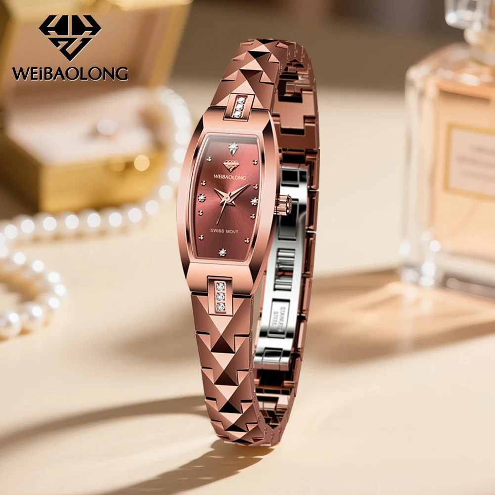 WEIBAOLONG 3809 Quartz Watch for Women Sapphire Mirror Tungsten steel Strap Waterproof Real Diamond Swiss Quartz Watches