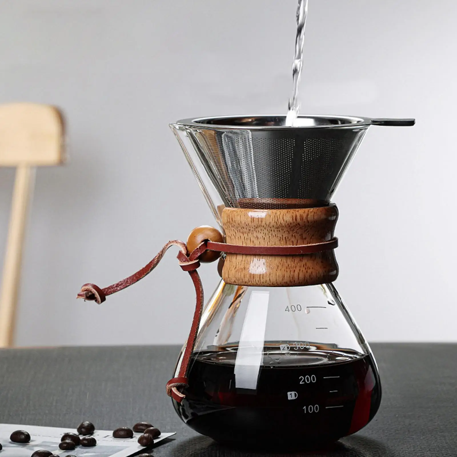 Pour Over Coffee Maker with Reusable Stainless Steel Filter Manual Coffee Dripper Brewer