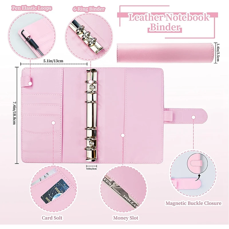 مخطط ميزانية A6 مع 15 قطعة من مظاريف نقدية و40 ورقة ميزانية، منظم محفظة الميزانية المسطرة