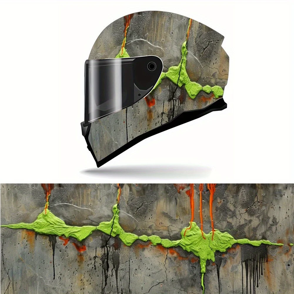 

Green Leaf Graffiti Art Helmet Vinyl Wrap, Waterproof Removable Decals for Motorcycle Bike Helmets, Anti-Scratch Universal Fit,