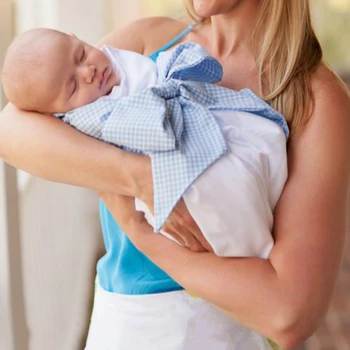 Neugeborene Windel Schal Bogen Dekoration mit gestreiften Plaid verstellbare feste Decke reine Baumwolle Schmuck Baby Vollmond Geschenk