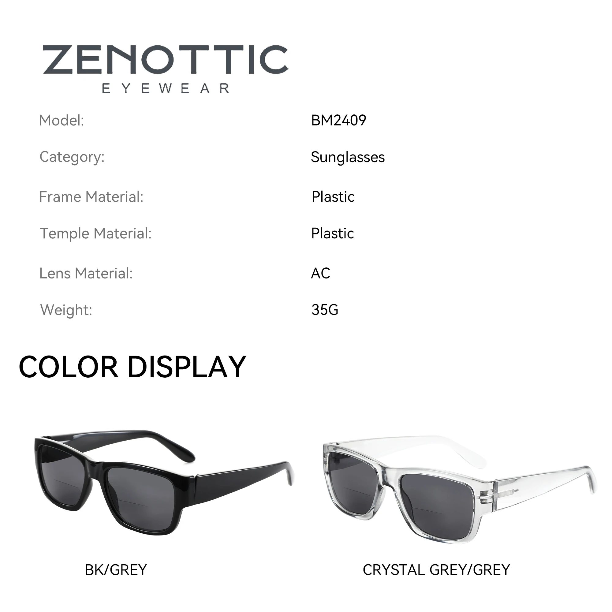 ZENOTTIC Fsahion Rectangle Reading Sunglasses Readers Shade Lightweight Multifocal Sun Glasses for Women Men Diopter 100 to 400