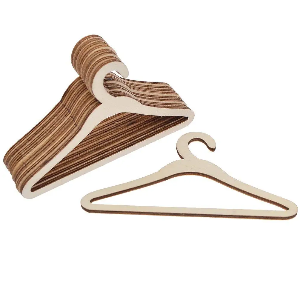 Lot 10 pcs Wooden hangers Coats Jackets For Dolls (15 cm # 1)