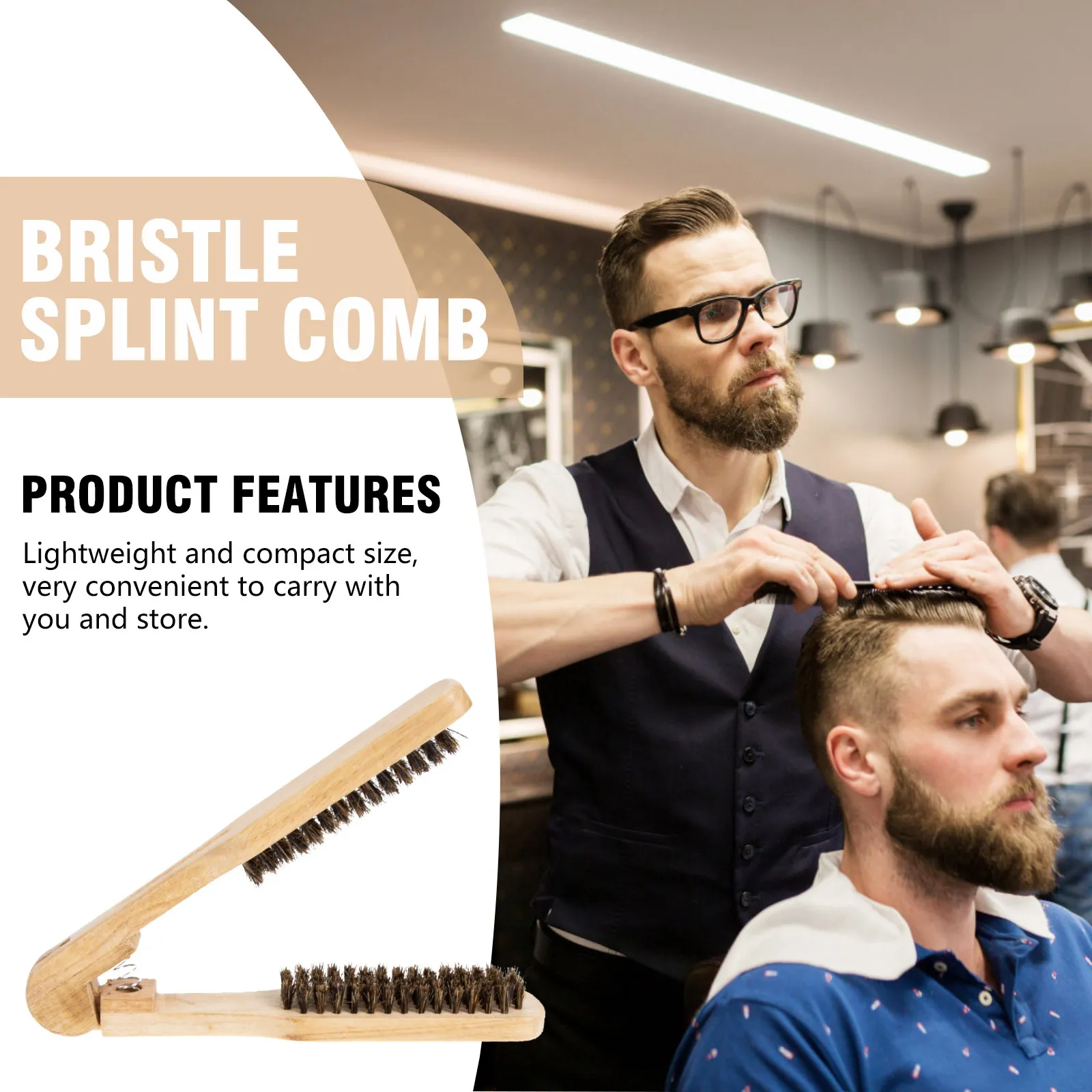 

1Pcs Bristle Hair Straightener Comb Wooden Splint Design for Effective Detangling and Smoothing Hair Straightening Bristle Comb