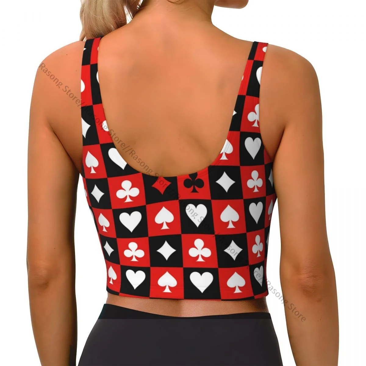 Sports Bra Women Running Yoga Clothes Vest Card Suit Chess Board Gathering Fitness Vest